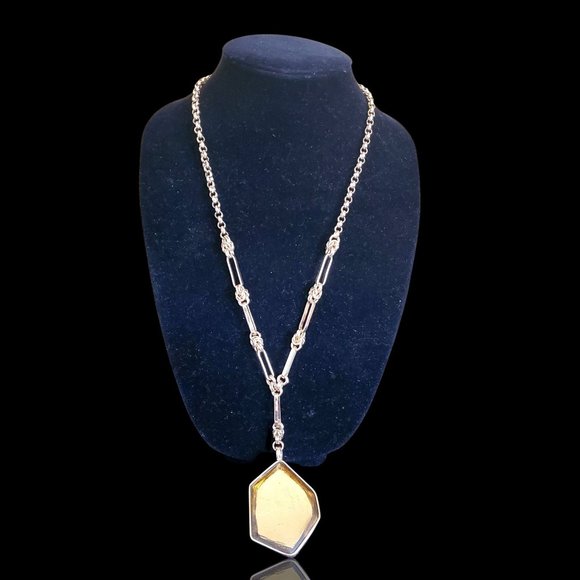 Amber Lucite Gold Plated Necklace - Picture 4 of 6